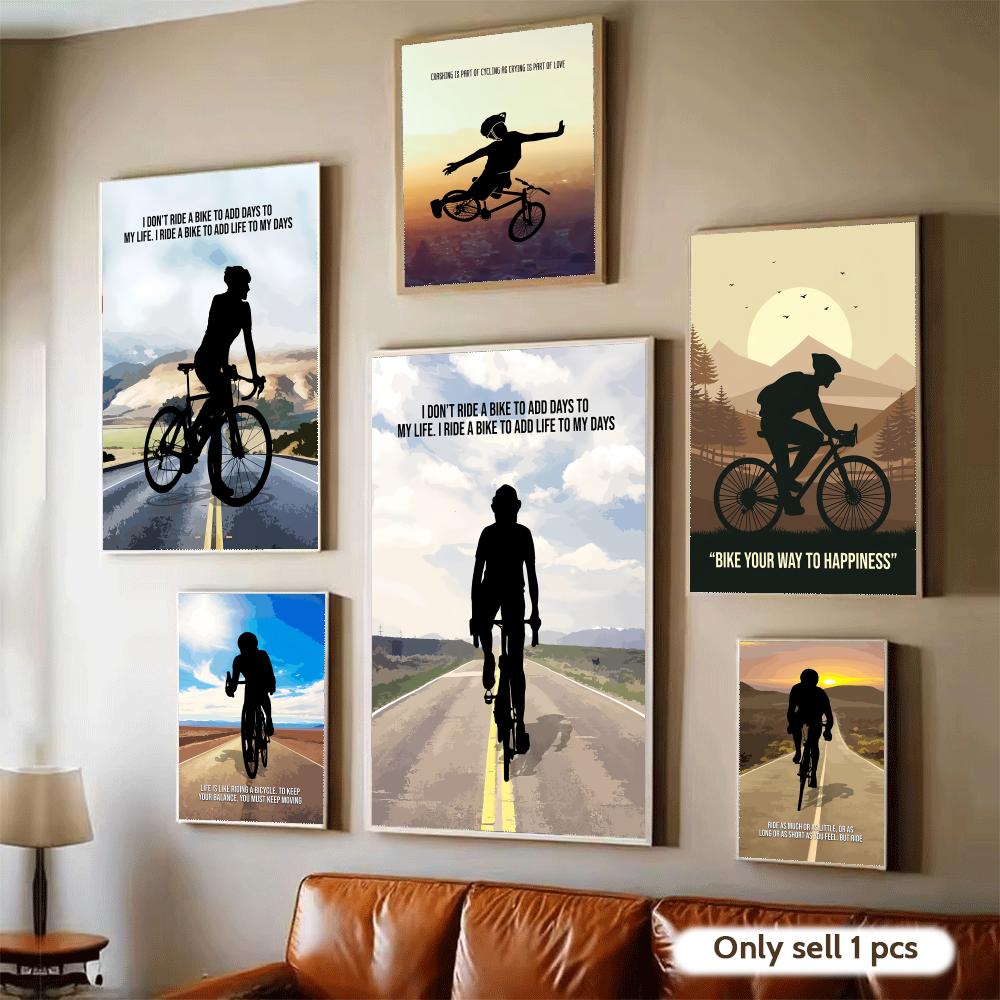 Home Decor Living Room Ideas - Cycling Motivation Quote Art Poster Modern