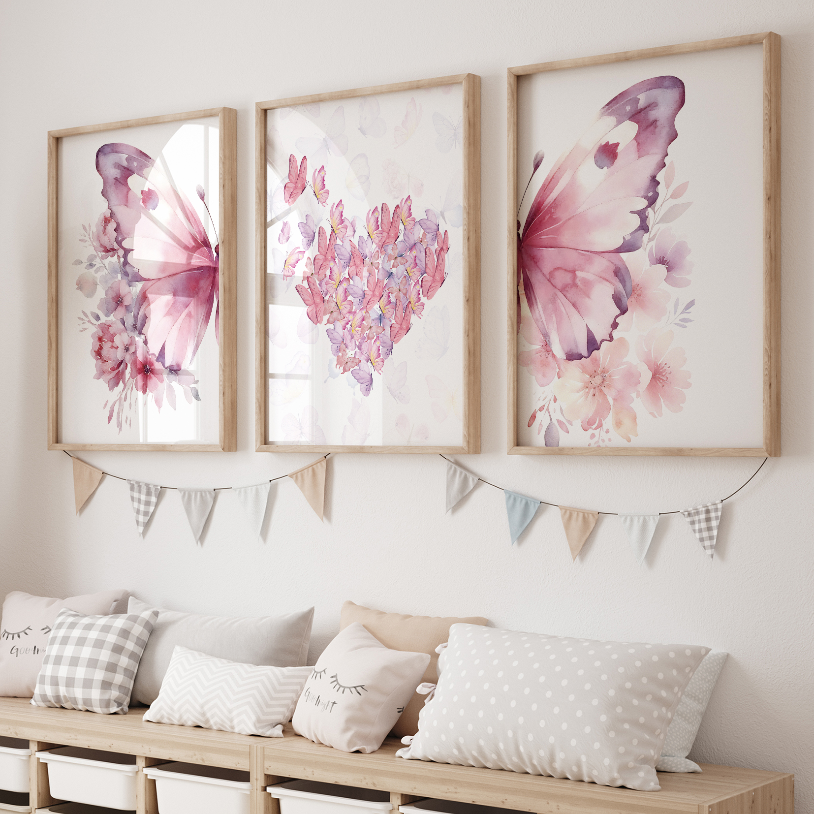 Home Decor Nepal - 3pcs Cartoon Children Pink Love Butterfly