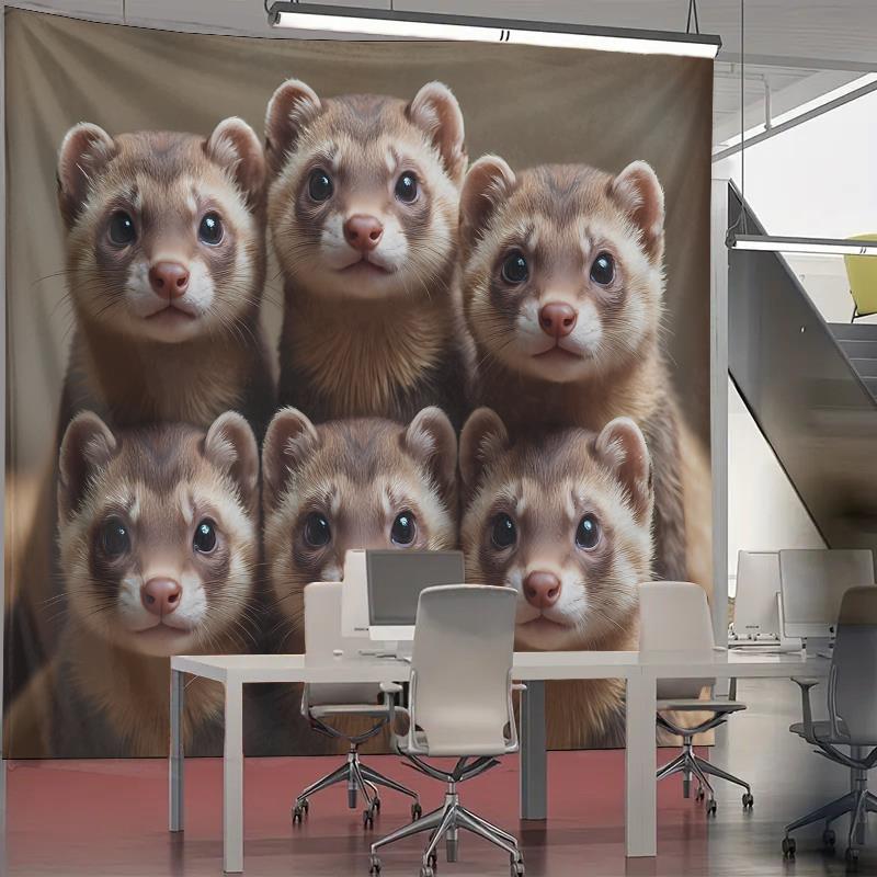 Cute Ferret Group Tapestry Wal - Home Decor Living Room Ideas avaliação e preço
