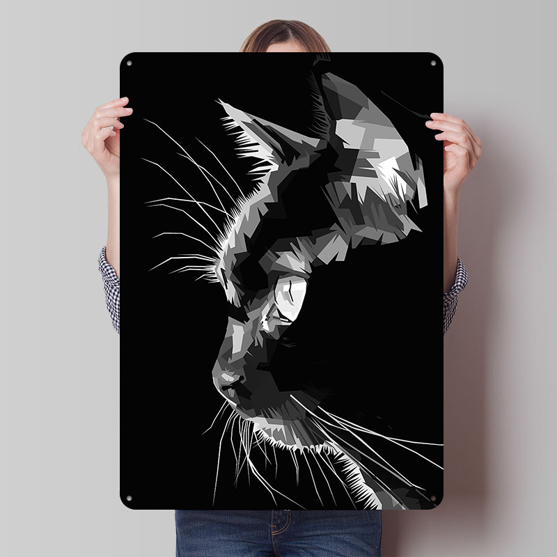 Black Cat Vector Art Printed P - Home Decor Vector avaliação e preço