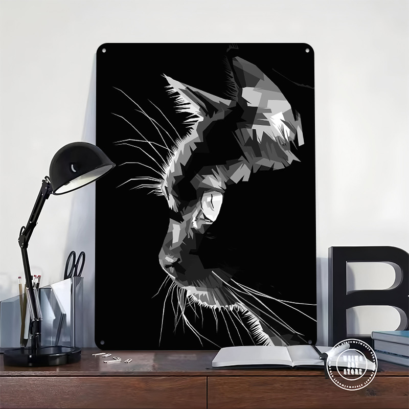 Black Cat Vector Art Printed P - Home Decor Vector avaliação e preço