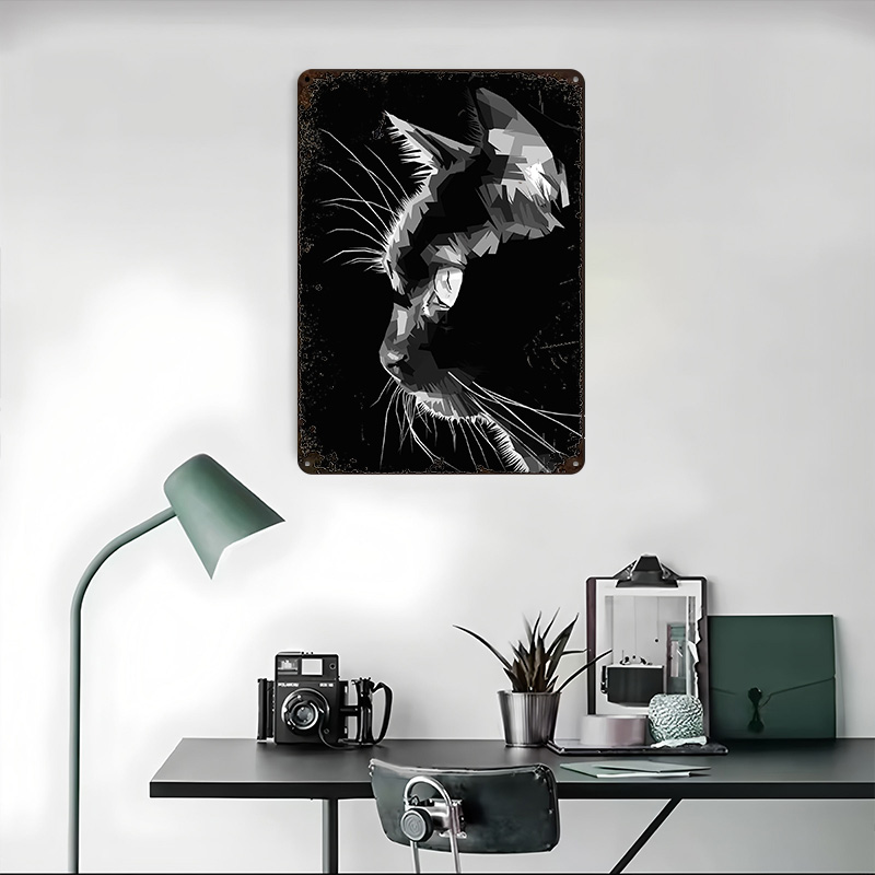 Black Cat Vector Art Printed P - Home Decor Vector avaliação e preço
