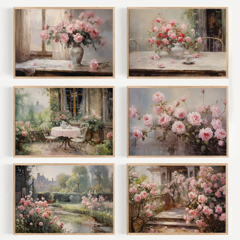 1pc frameless Vintage  Paintin - Home Decor Vase With Flowers avaliação e preço