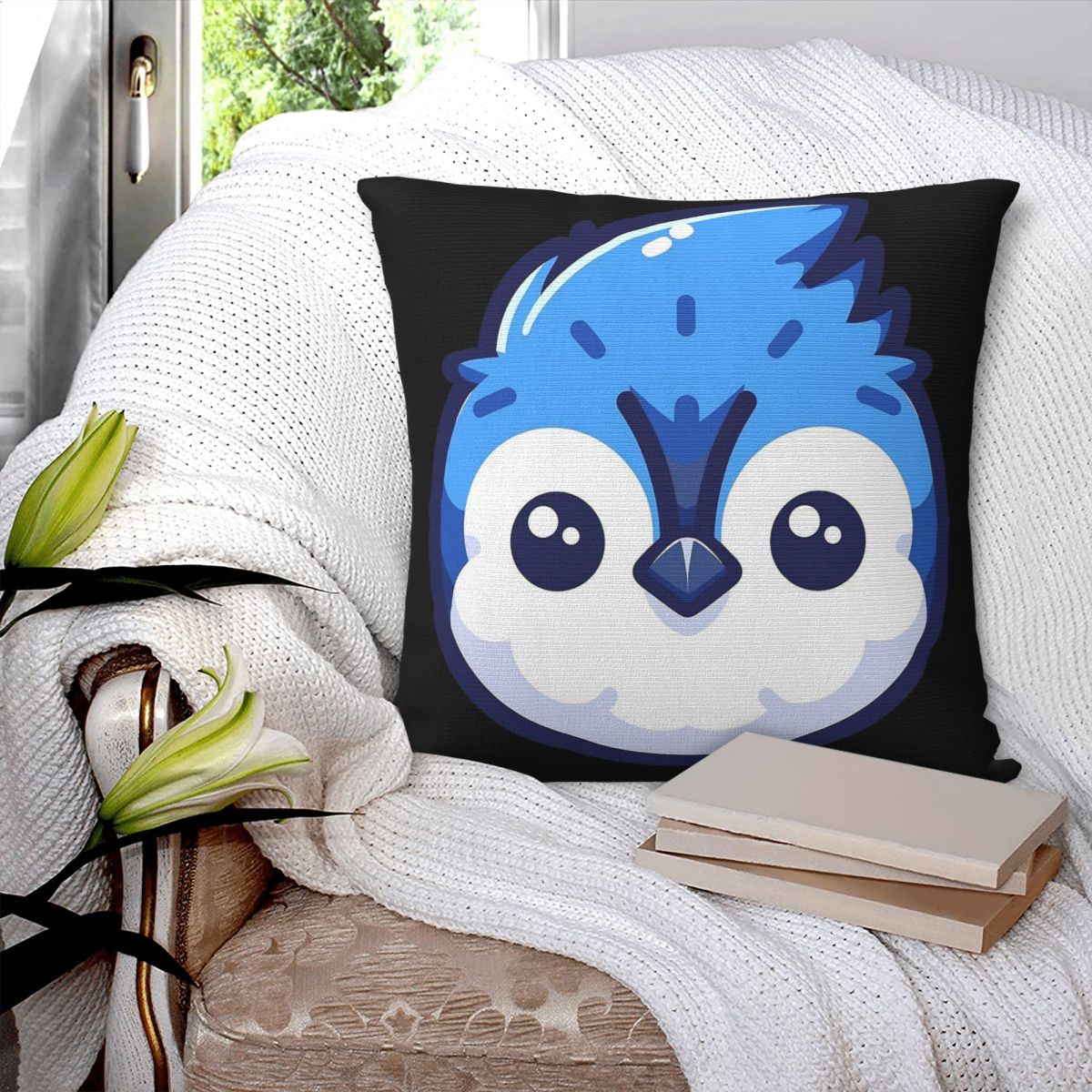 Cute Vectoral Blue Jay Face Sq - Home Decor Vector avaliação e preço