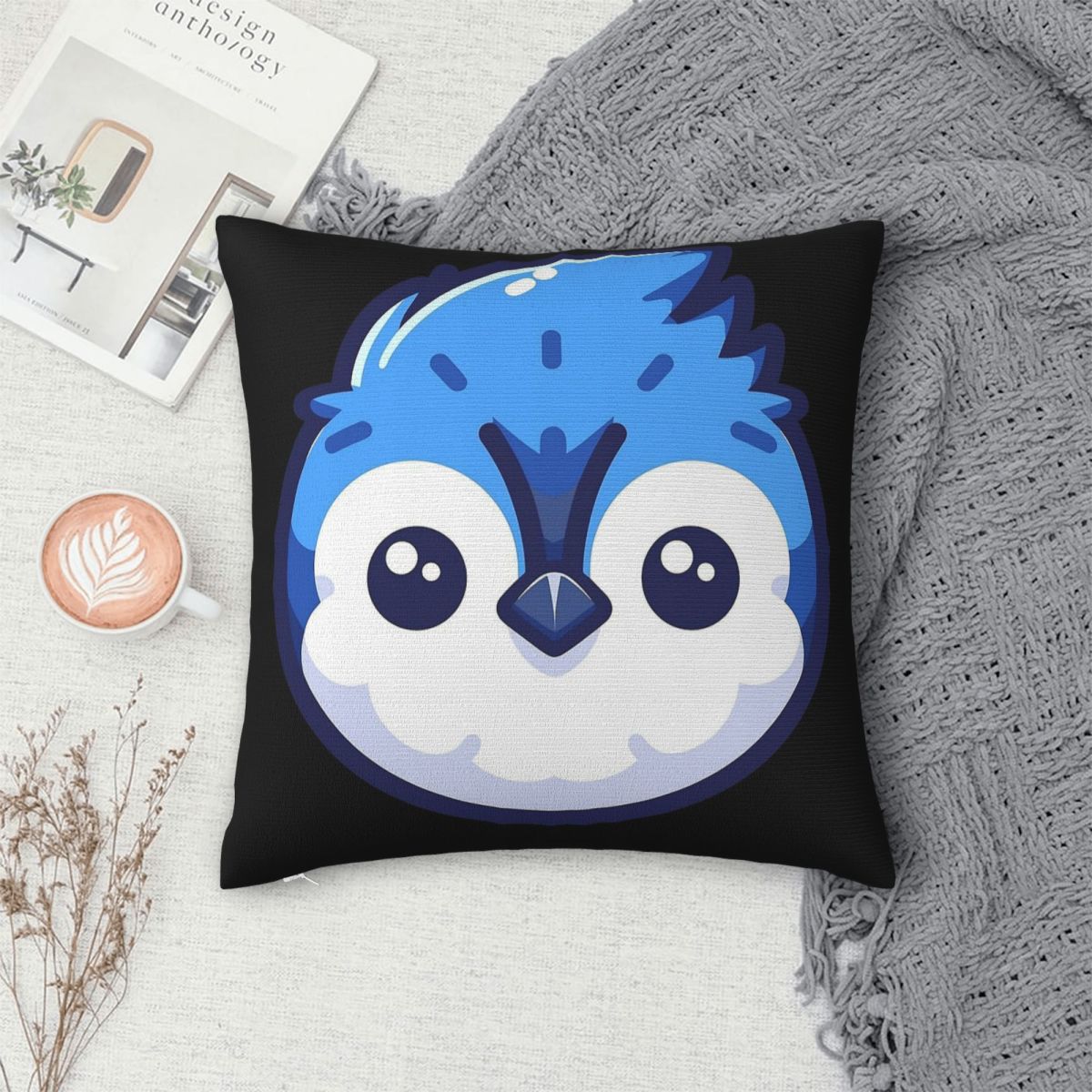Cute Vectoral Blue Jay Face Sq - Home Decor Vector avaliação e preço