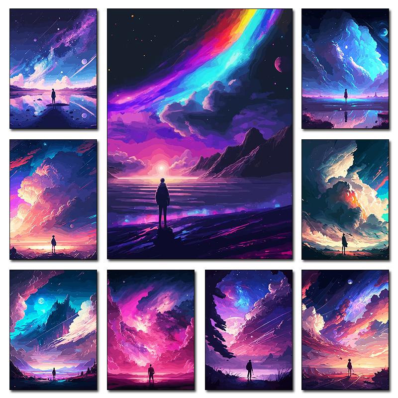 Colorful Fantasy Space Vector  - Home Decor Vector avaliação e preço