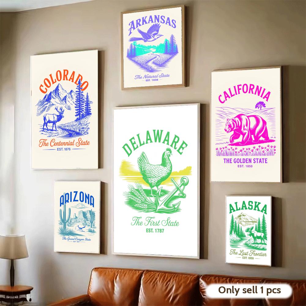 Animal Us States Art Design Po - Home Decor Living Room Ideas avaliação e preço