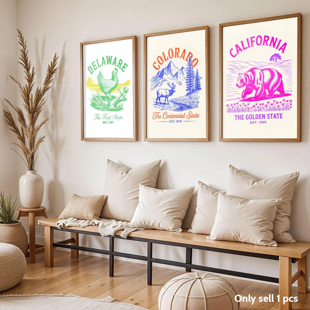 Animal Us States Art Design Po - Home Decor Living Room Ideas avaliação e preço