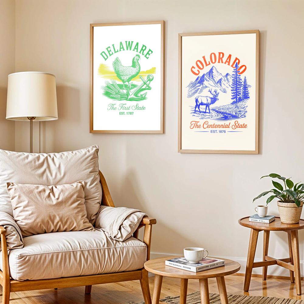 Animal Us States Art Design Po - Home Decor Living Room Ideas avaliação e preço