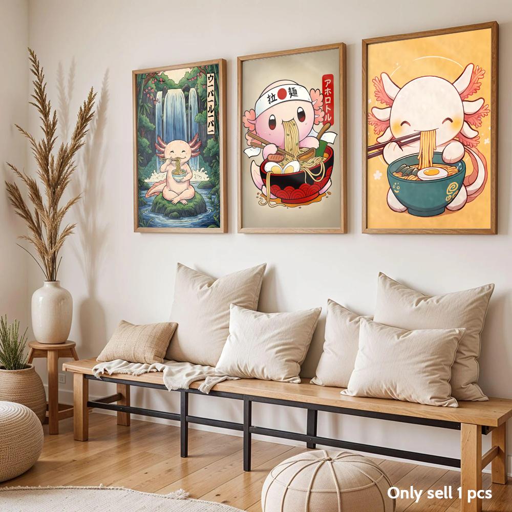 Ramen Axolotls Art Design Post - Home Decor Living Room Ideas avaliação e preço