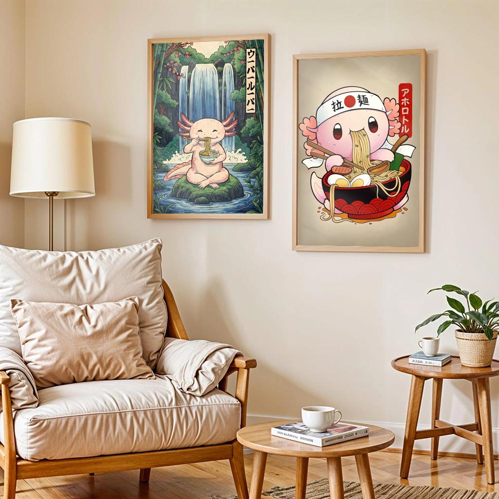 Ramen Axolotls Art Design Post - Home Decor Living Room Ideas avaliação e preço