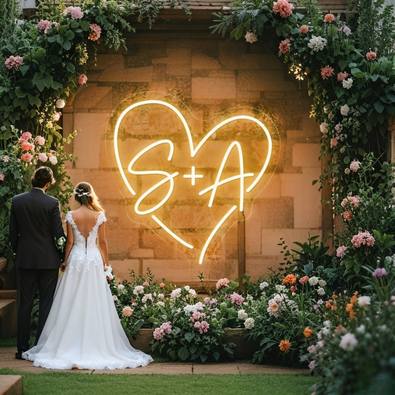 Custom Initials Heart LED Neon - Home Decor Happy avaliação e preço