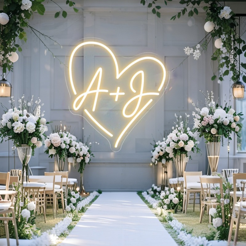 Custom Initials Heart LED Neon - Home Decor Happy avaliação e preço
