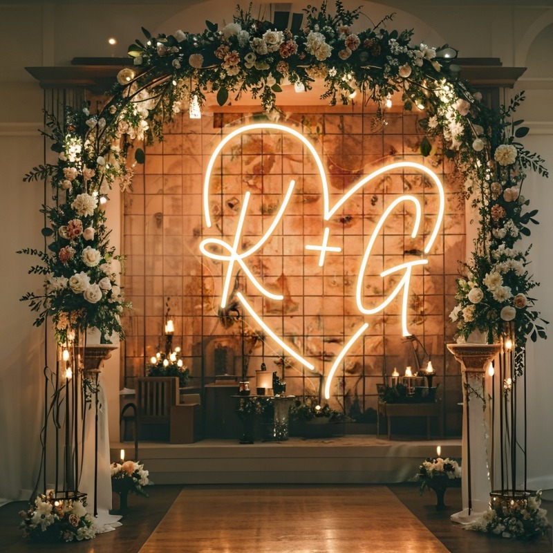 Custom Initials Heart LED Neon - Home Decor Happy avaliação e preço
