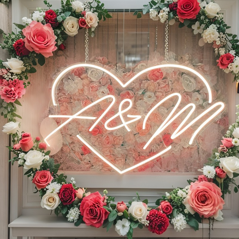 Custom Initials Heart LED Neon - Home Decor Happy avaliação e preço