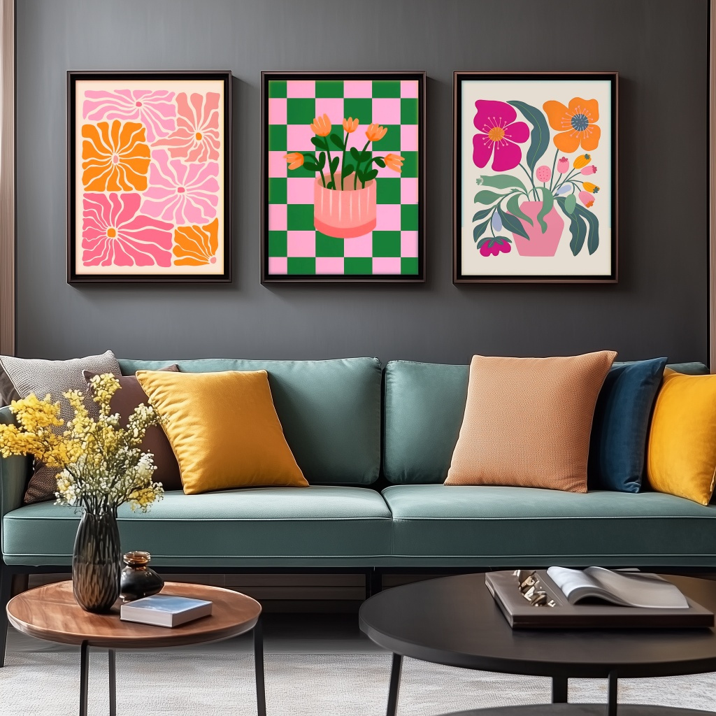 Vibrant Flowers and Vases Canv - Home Decor Vase With Flowers avaliação e preço