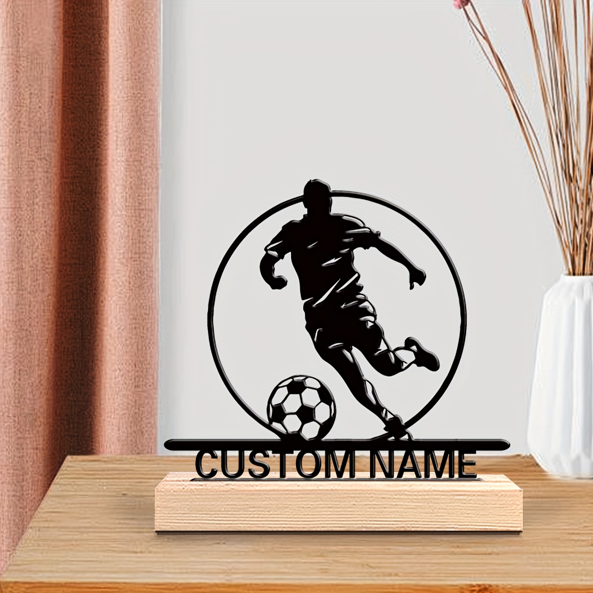 Custom Soccer Player Metal Sta - Home Decor Happy avaliação e preço