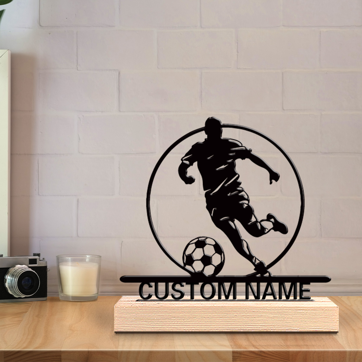Custom Soccer Player Metal Sta - Home Decor Happy avaliação e preço