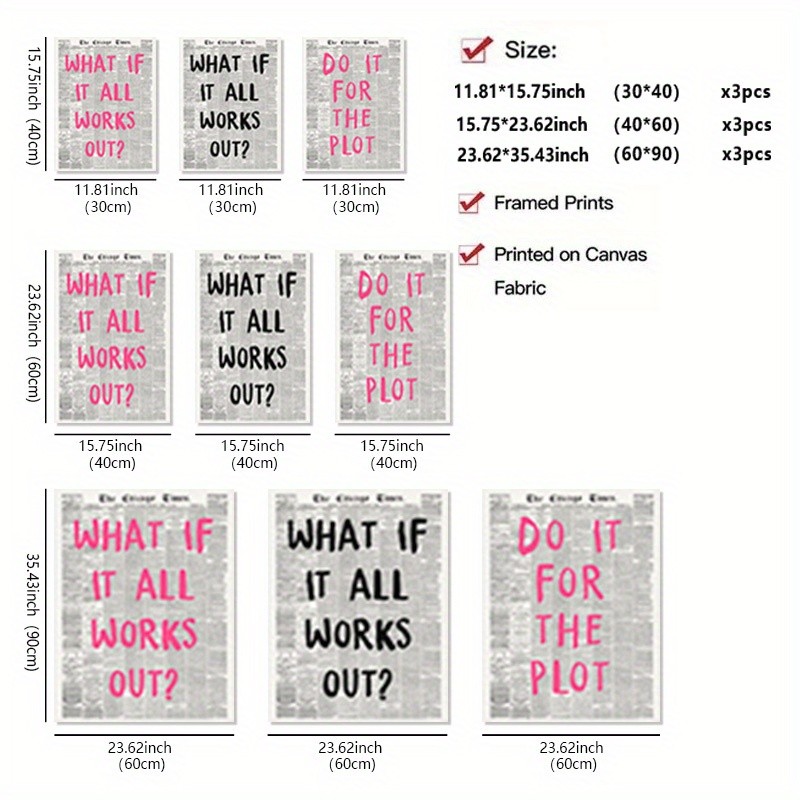3PCS Canvas With Frame Motivat - Home Decor Quotes On Wall avaliação e preço