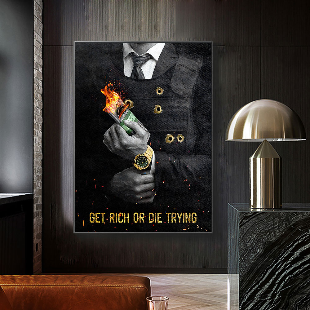 Motivating Quote Get Rich or D - Home Decor Quotes On Wall avaliação e preço