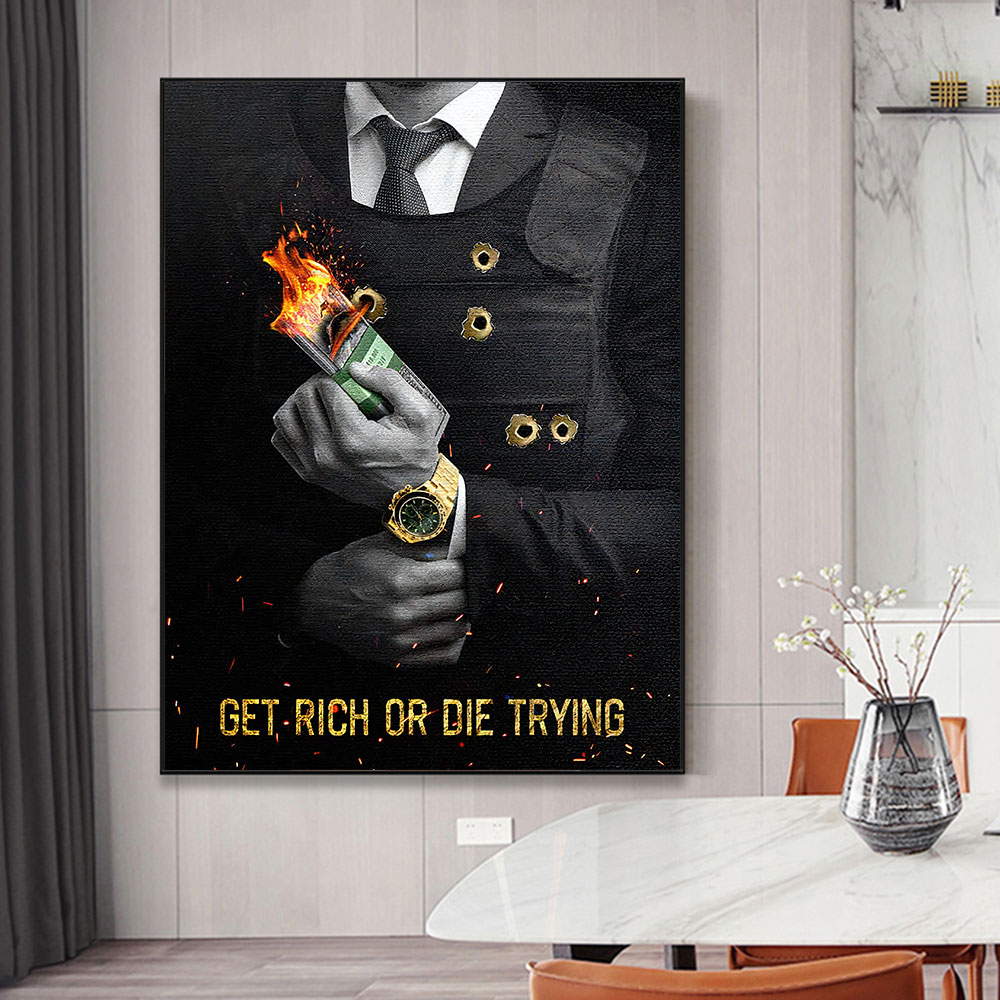 Motivating Quote Get Rich or D - Home Decor Quotes On Wall avaliação e preço