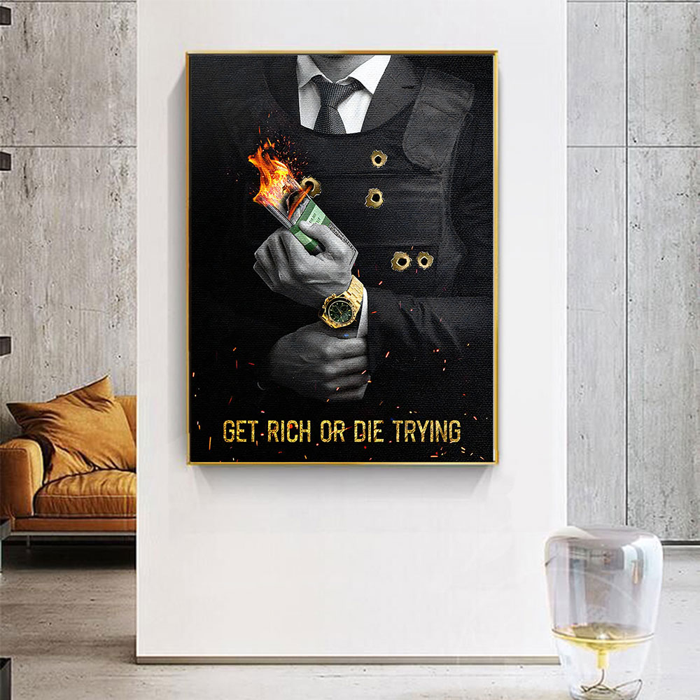Motivating Quote Get Rich or D - Home Decor Quotes On Wall avaliação e preço