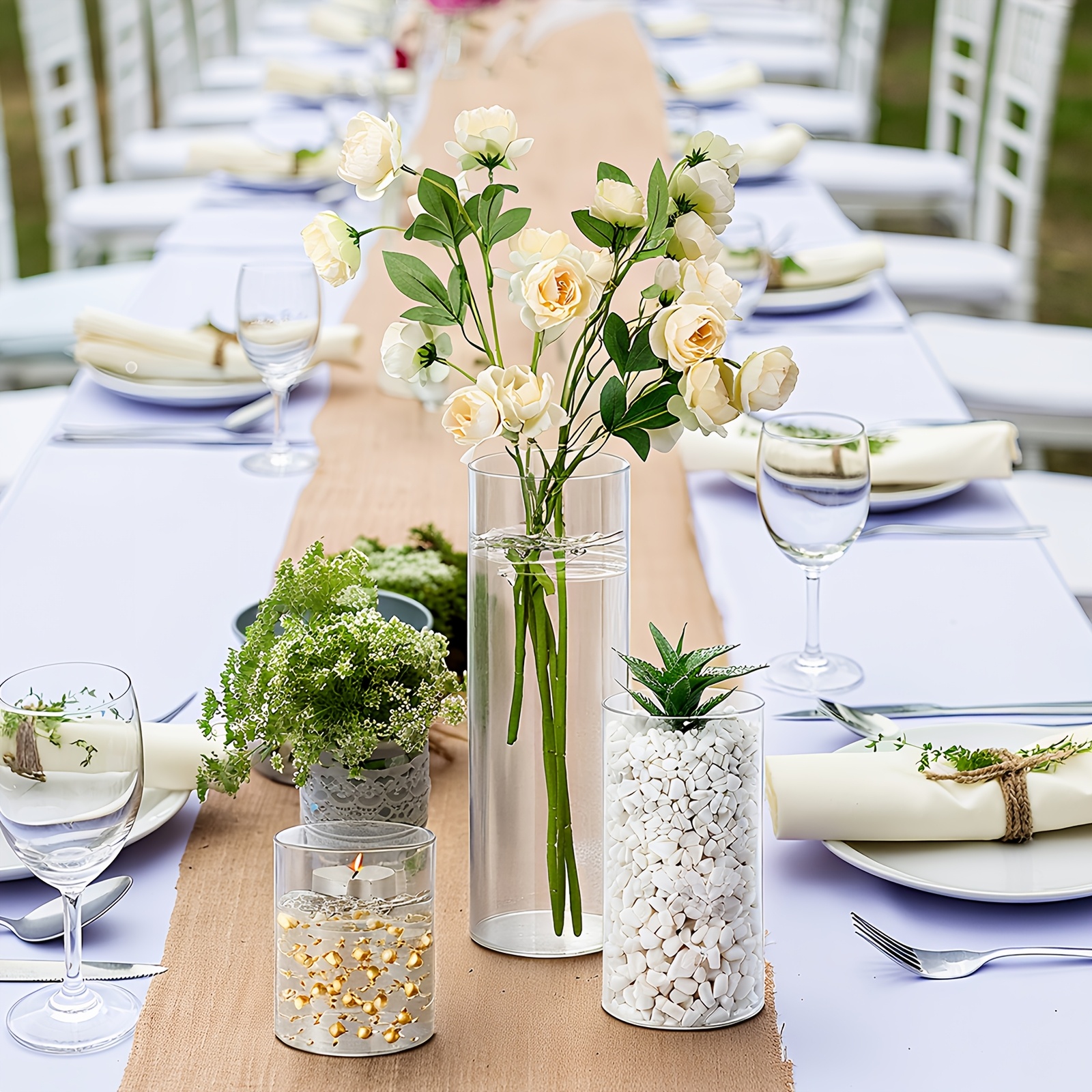 60-Piece Clear Tall Cylinder V - Home Decor Vase With Flowers avaliação e preço