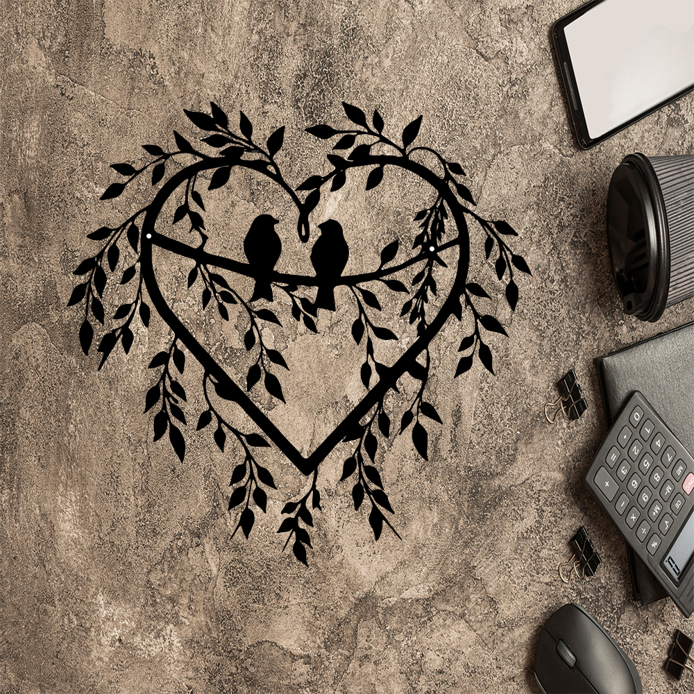 1pc Fun Love Heart Two Birds O - Home Decor Quotes On Wall avaliação e preço