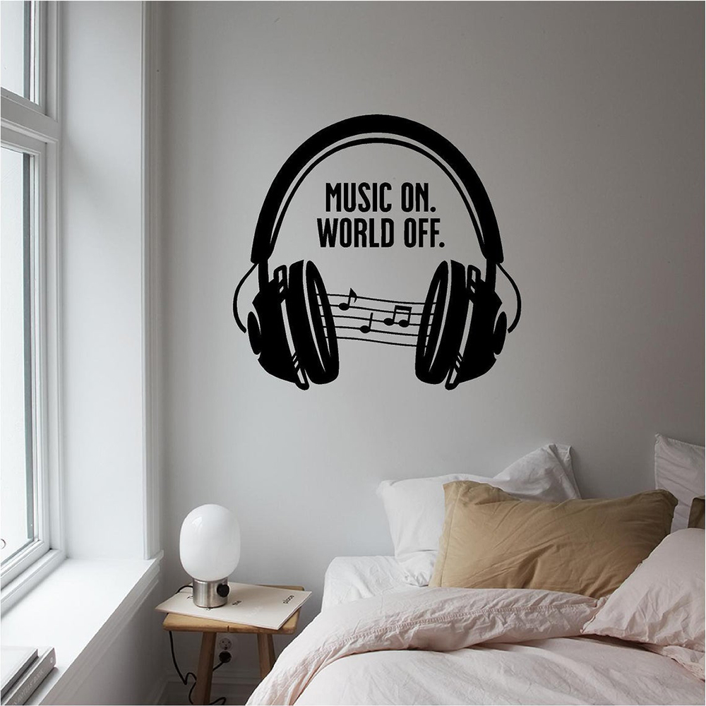 Music headset Wall Decals Quot - Home Decor Quotes On Wall avaliação e preço