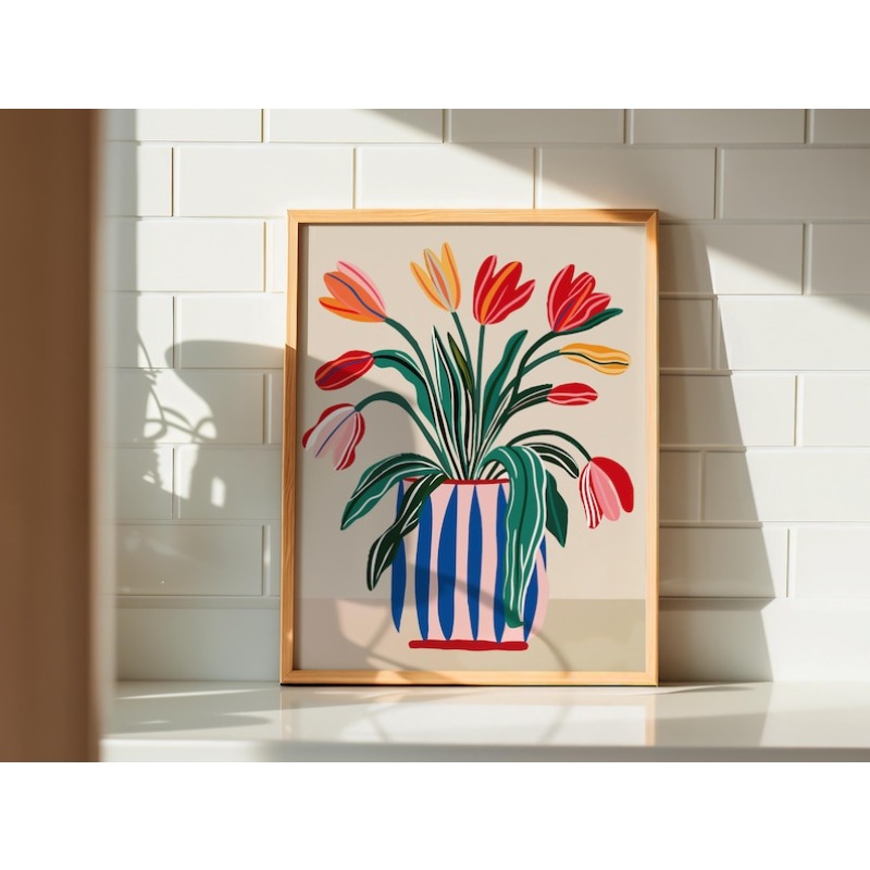 2pcs Tulip Flowers Canvas Wall - Home Decor Vase With Flowers avaliação e preço