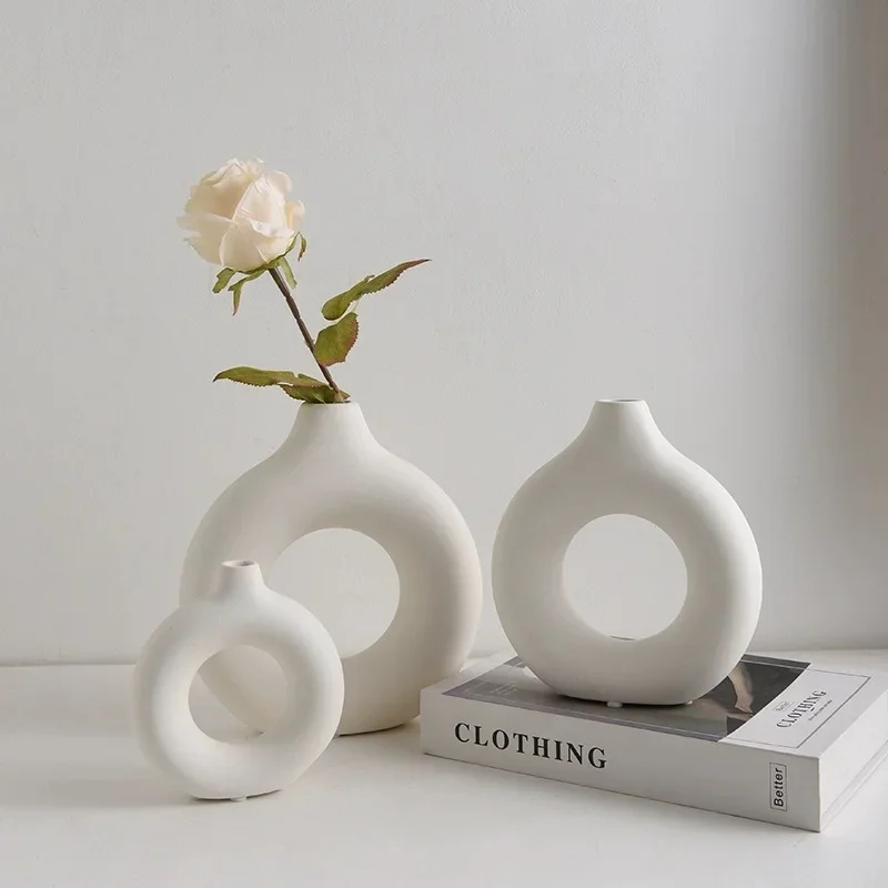Simple Plastic Vase Donut Shap - Home Decor Vase With Flowers avaliação e preço