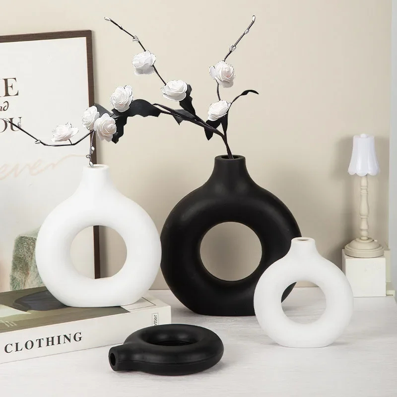 Simple Plastic Vase Donut Shap - Home Decor Vase With Flowers avaliação e preço