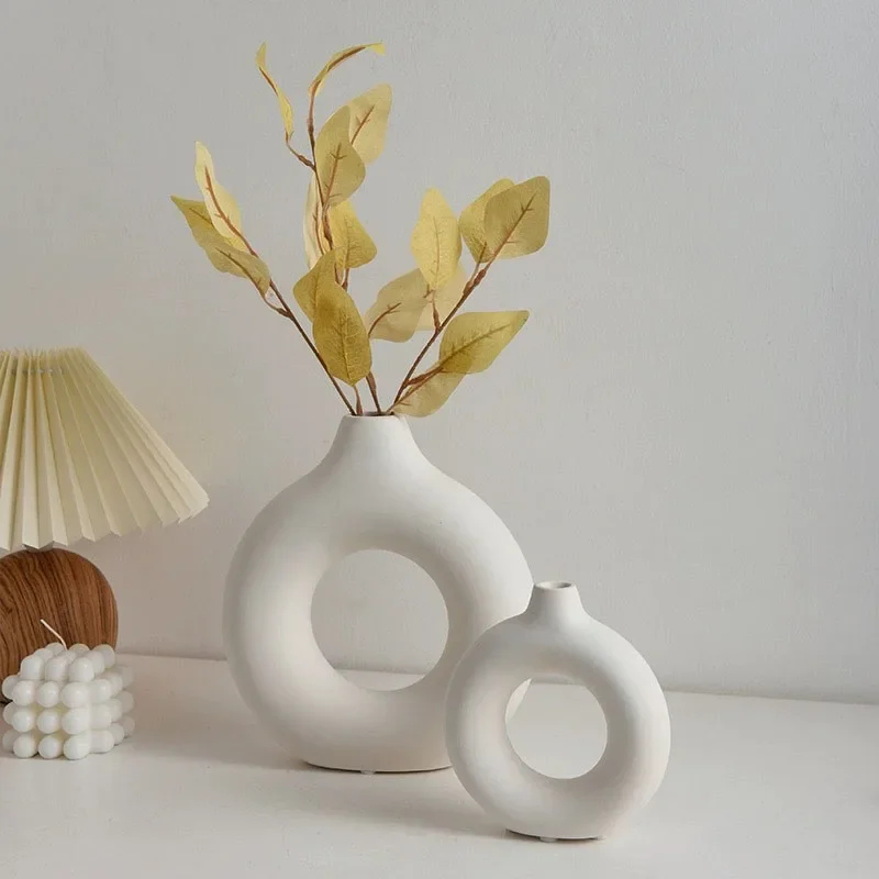Simple Plastic Vase Donut Shap - Home Decor Vase With Flowers avaliação e preço