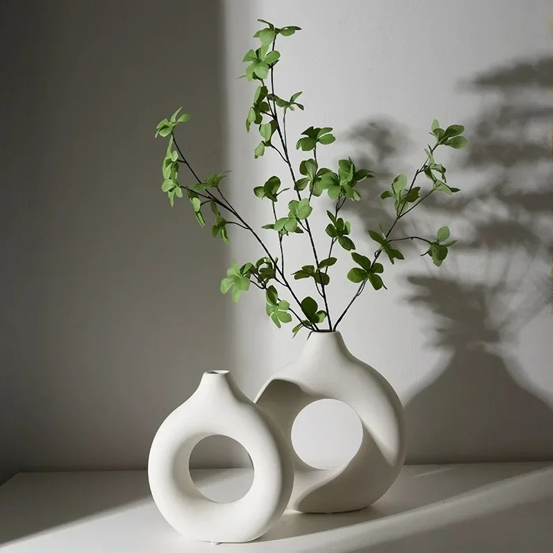 Simple Plastic Vase Donut Shap - Home Decor Vase With Flowers avaliação e preço