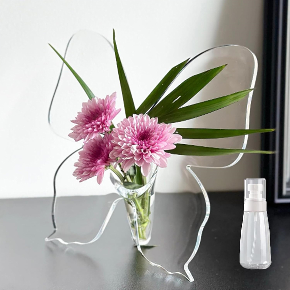 Transparent Butterfly Acrylic  - Home Decor Vase With Flowers avaliação e preço