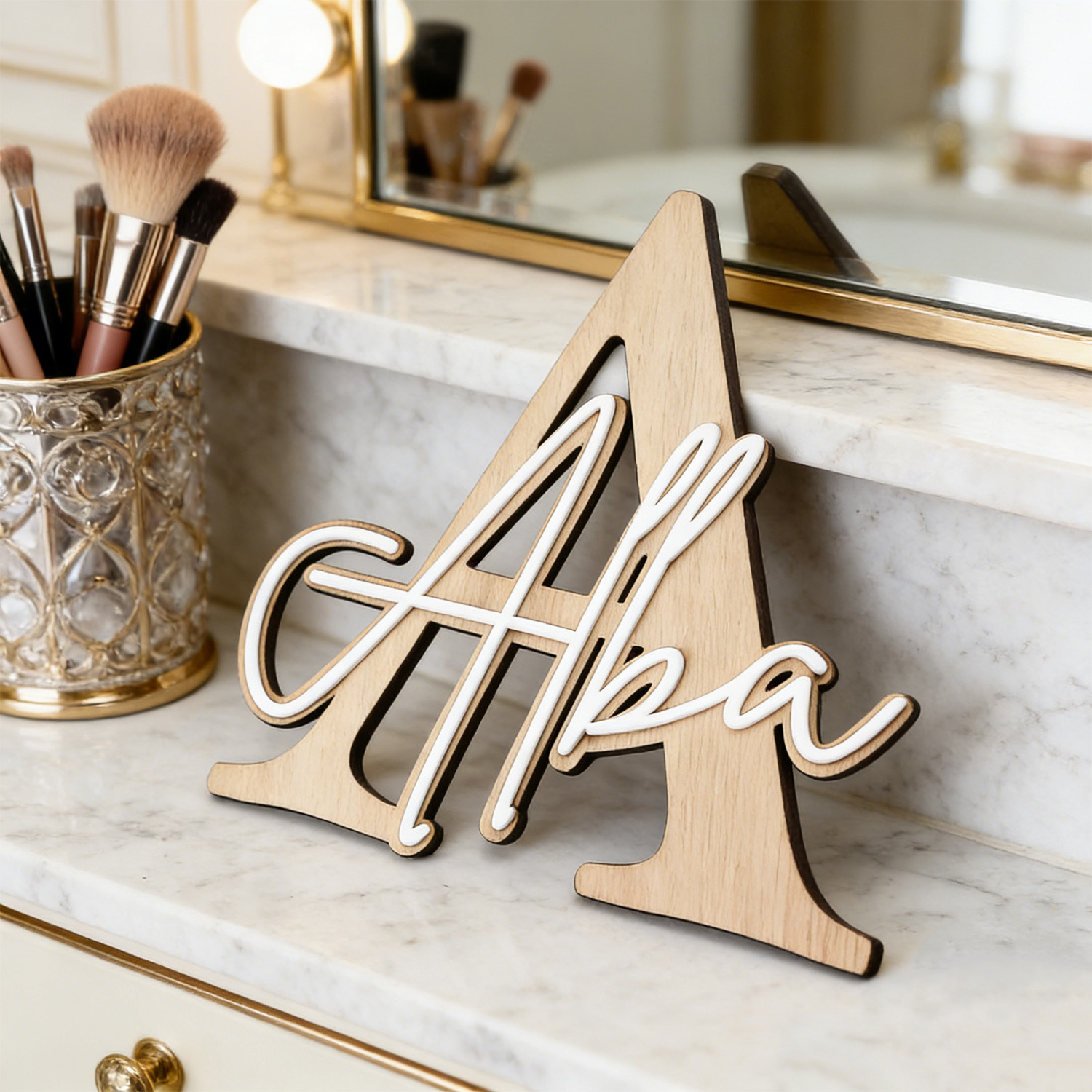 1pc Double-layer Wooden Name D - Home Decor Happy avaliação e preço