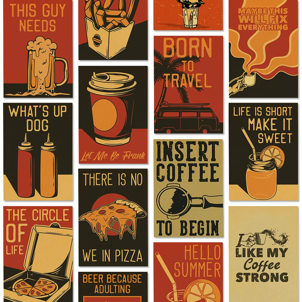 Coffee Vector Set of  Posters  - Home Decor Vector avaliação e preço