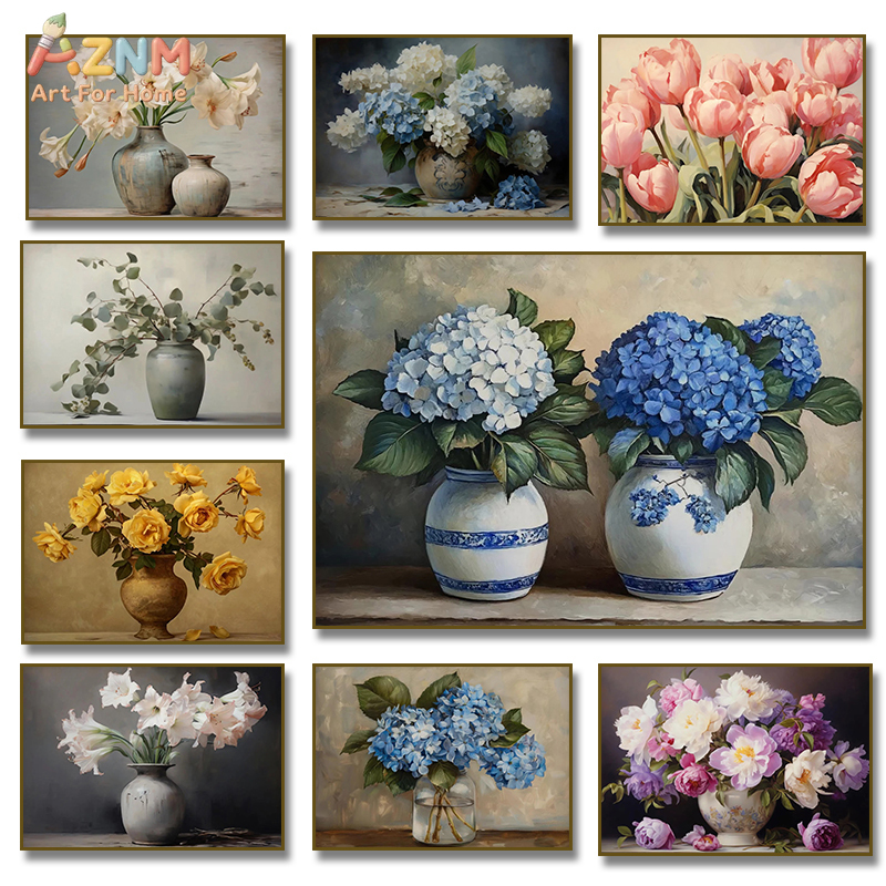 AZNM Vintage Flower Vase Canva - Home Decor Vase With Flowers avaliação e preço