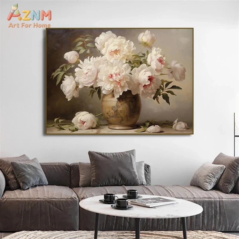 AZNM Vintage Flower Vase Canva - Home Decor Vase With Flowers avaliação e preço