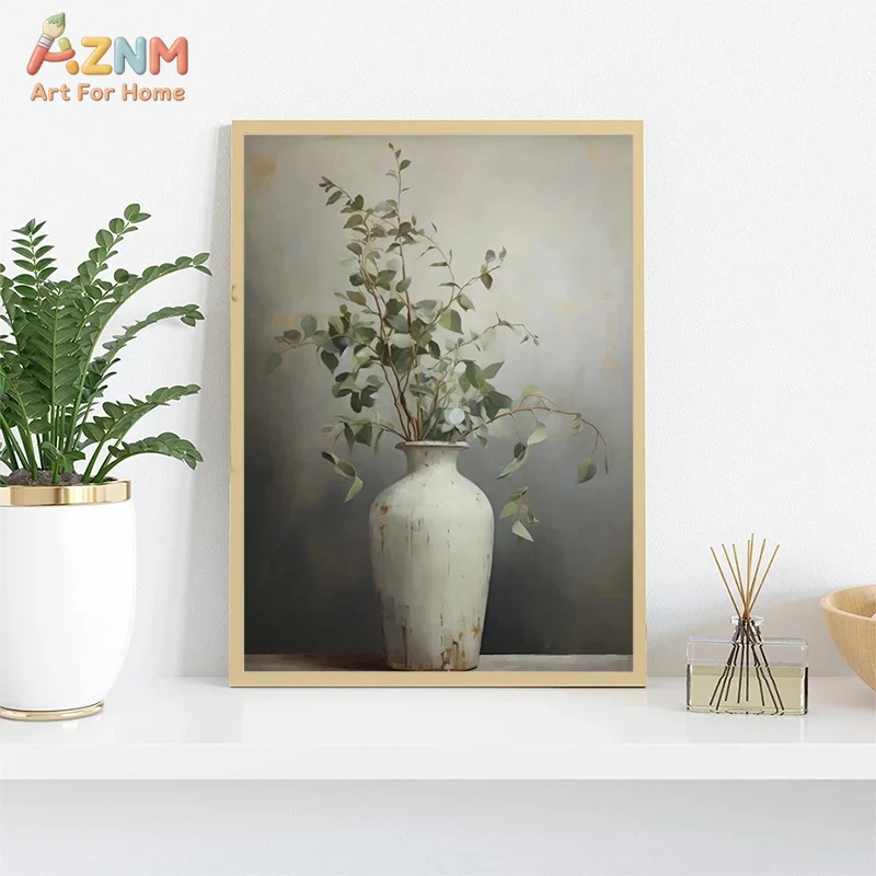 AZNM Vintage Flower Vase Canva - Home Decor Vase With Flowers avaliação e preço